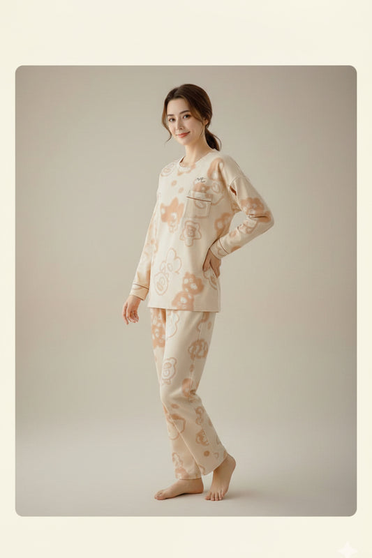 Women’s Bear Print Pajama Set – Comfortable & Stylish Nightwear