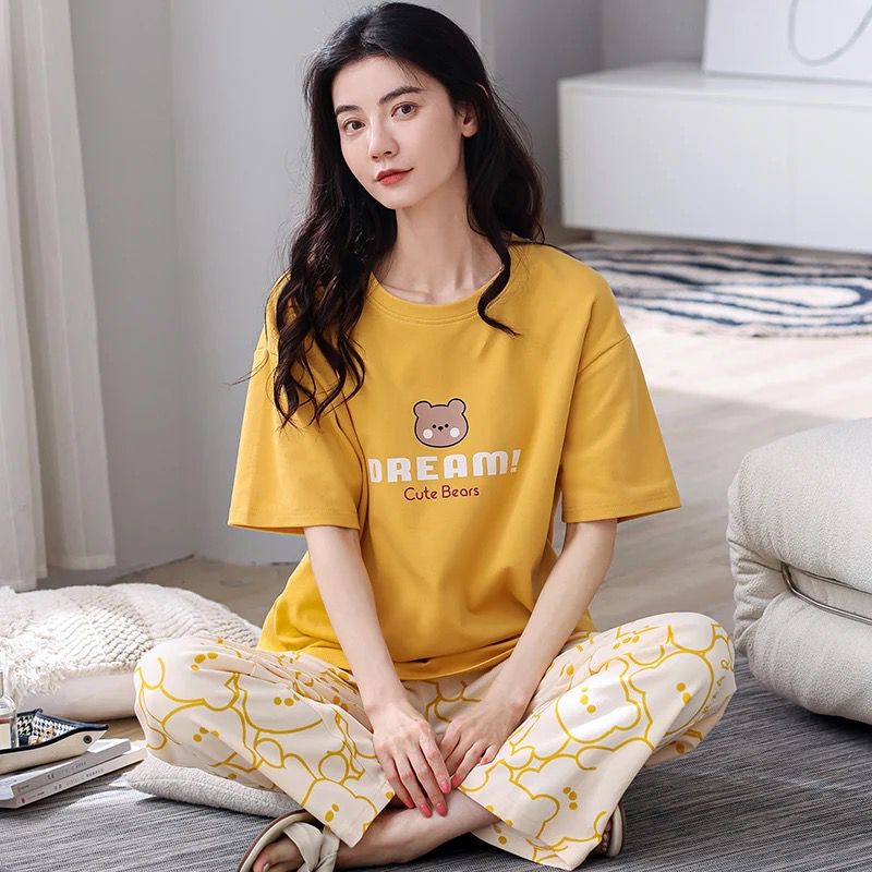 Yellow "Dream" Cute Bear Pajama Set | Kawaii Style Women's Nightwear