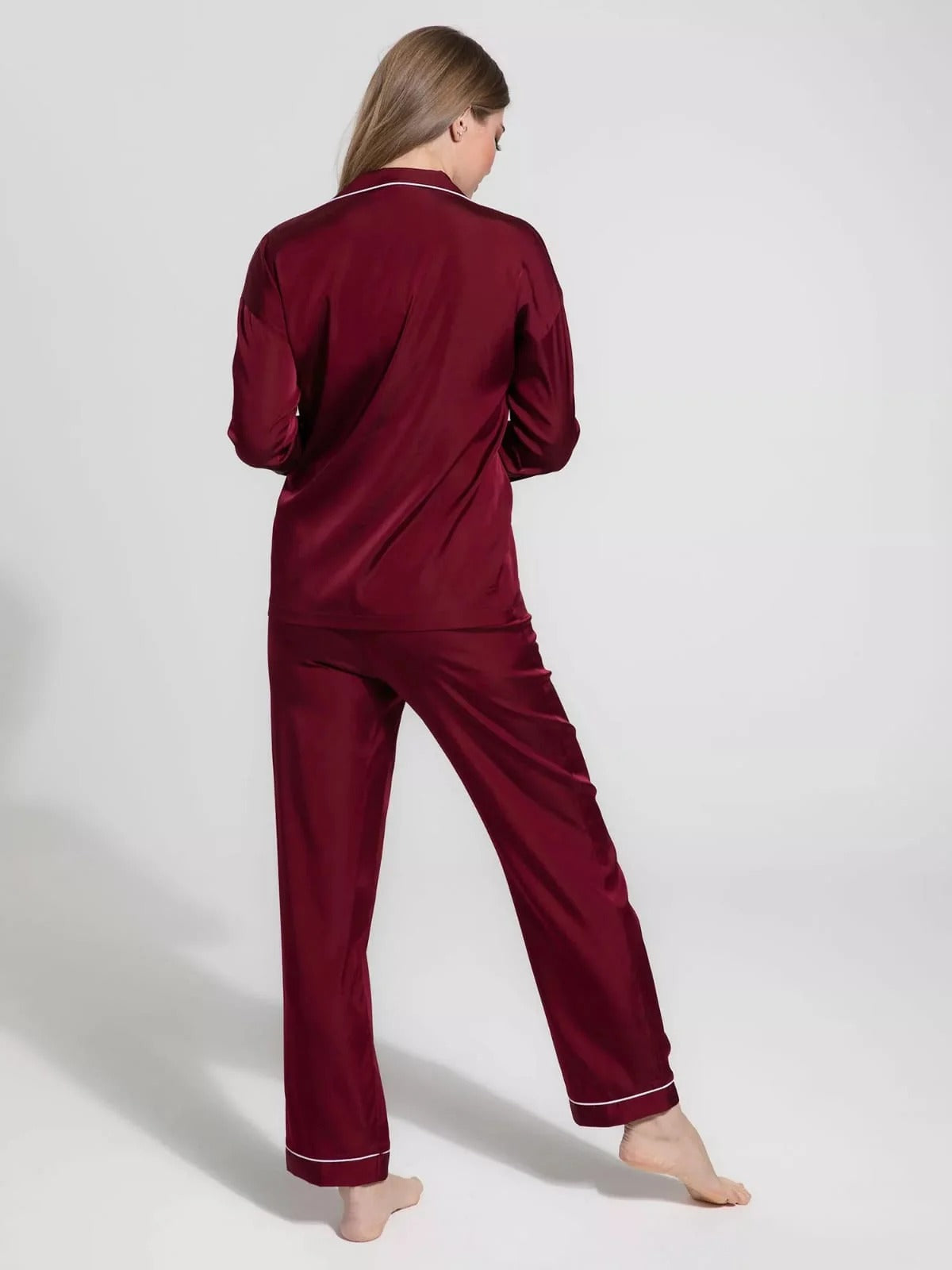 Maroon Luxe Satin Pajama Set