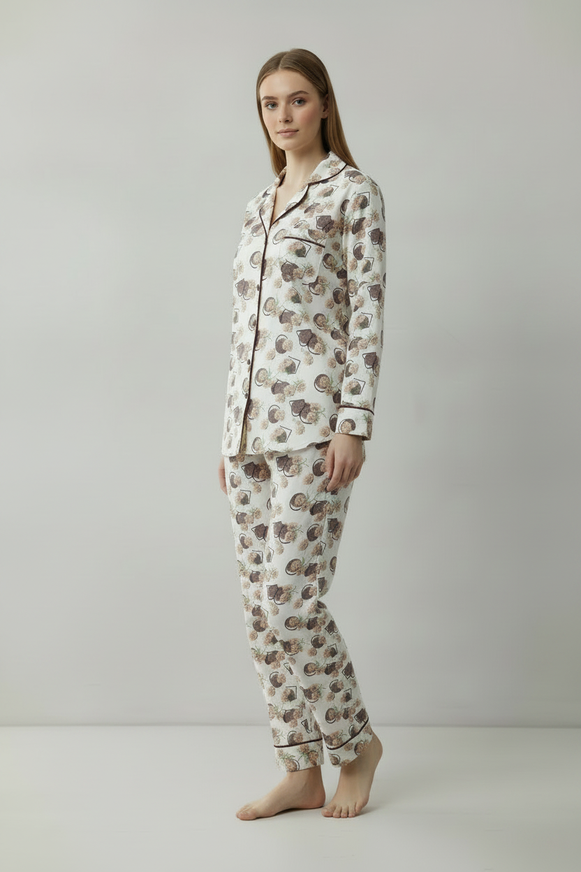 Printed Button Down PJ Set
