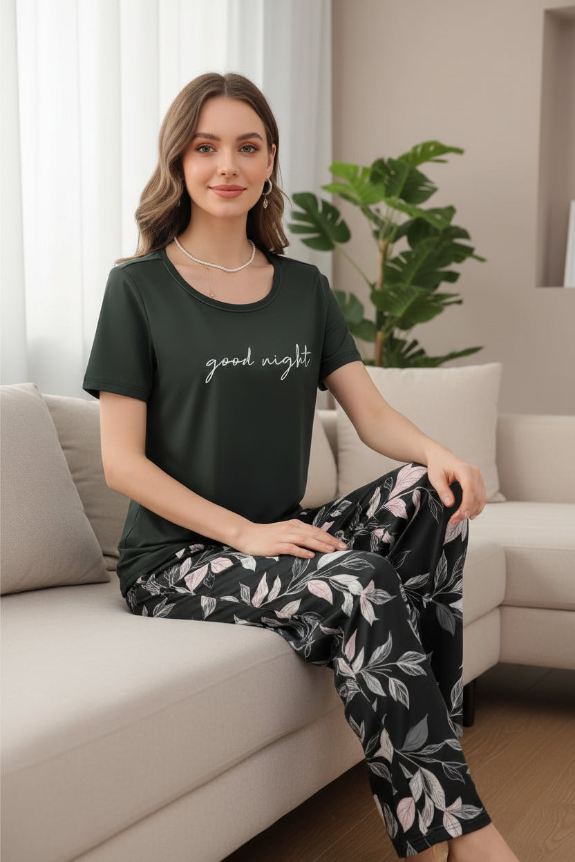 Luxury Black "Good Night" Pajama Set