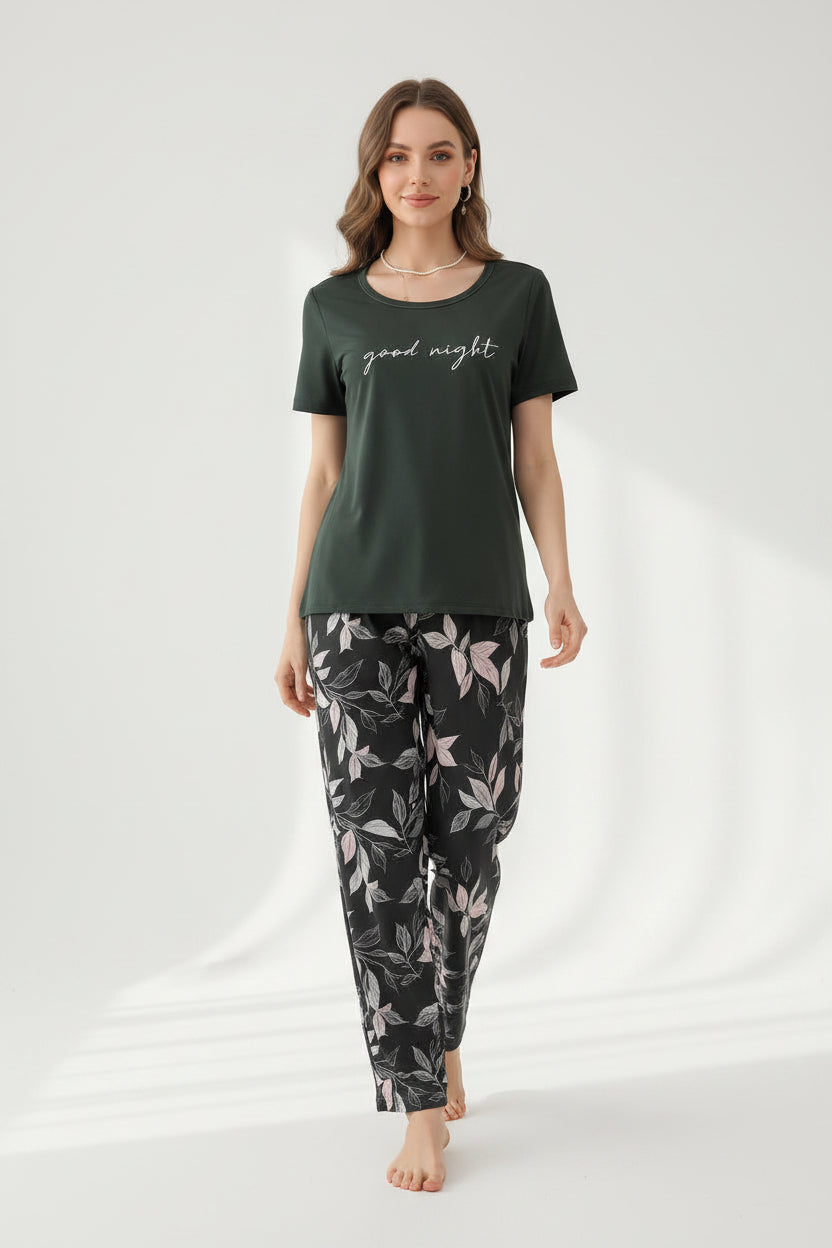 Luxury Black "Good Night" Pajama Set