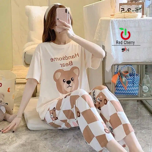 Mustard Yellow Cloud Print Pajama Set - Cute Biscuit Pattern Loungewear