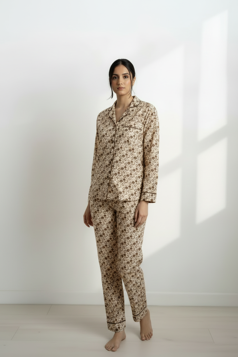 Digital Printed Button Down PJ Set