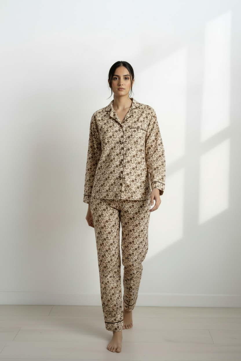 Digital Printed Button Down PJ Set