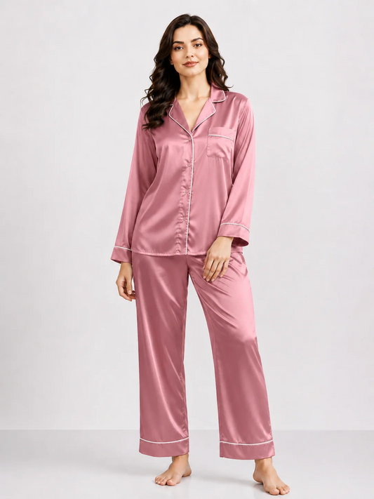 Vintage Rose Pure Silk Pajama Set