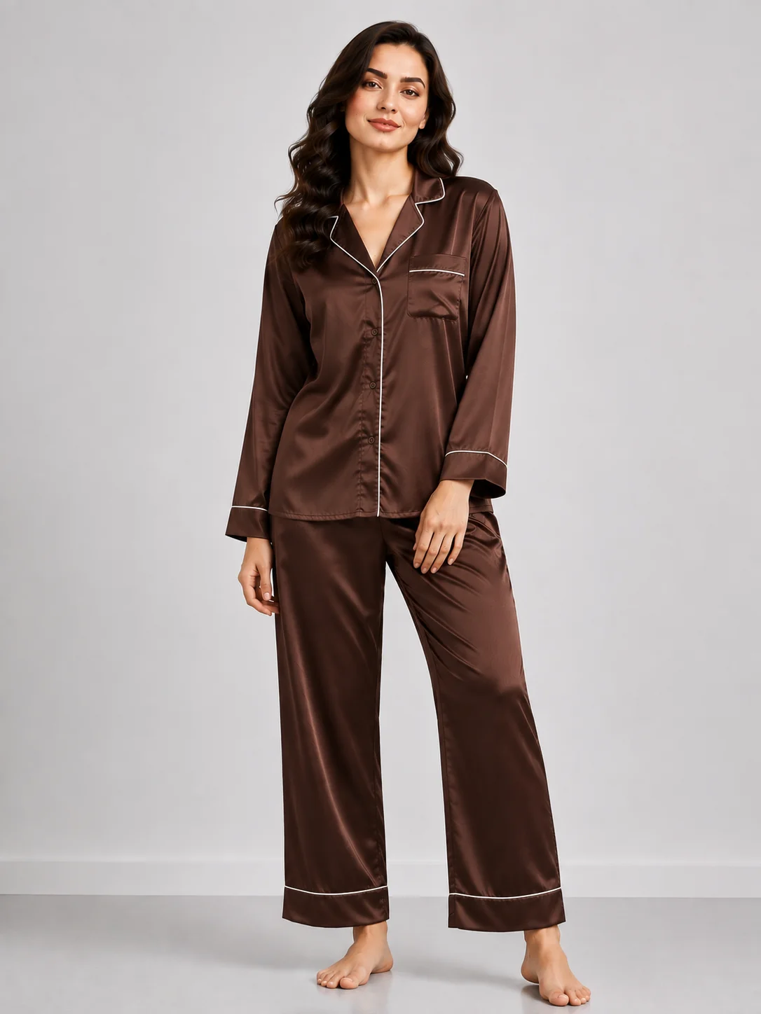 The Mocha Luxe Silk PJ Set