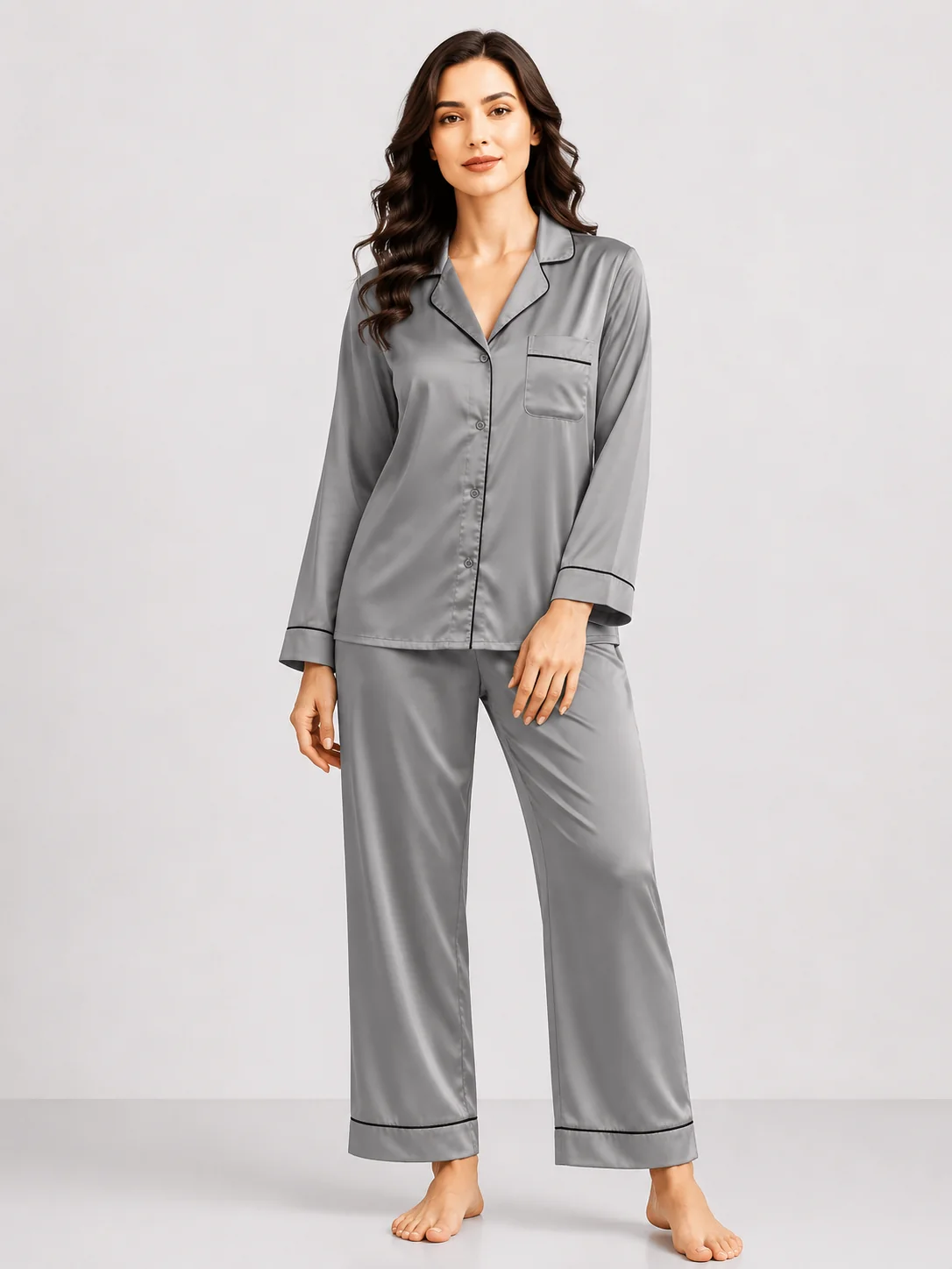 The Grey Luxe Silk PJ Set