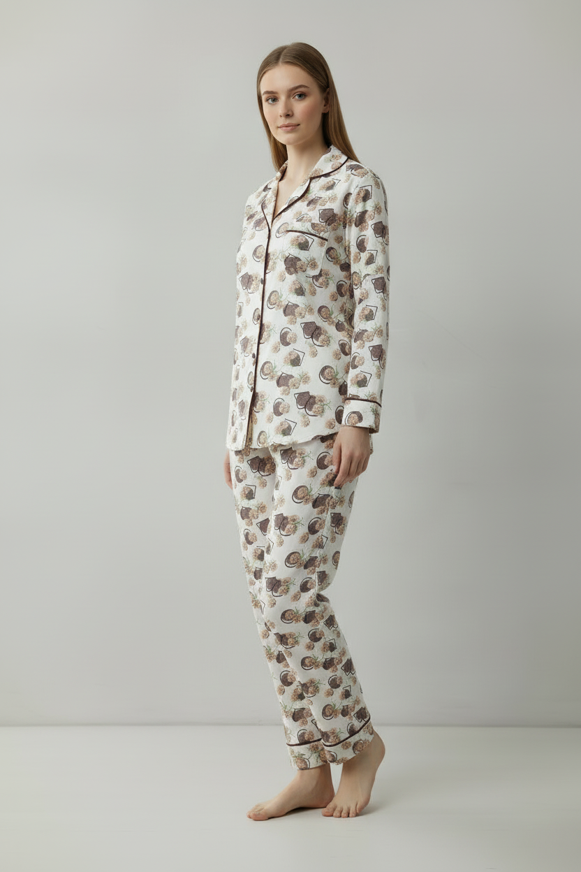 Printed Button Down PJ Set