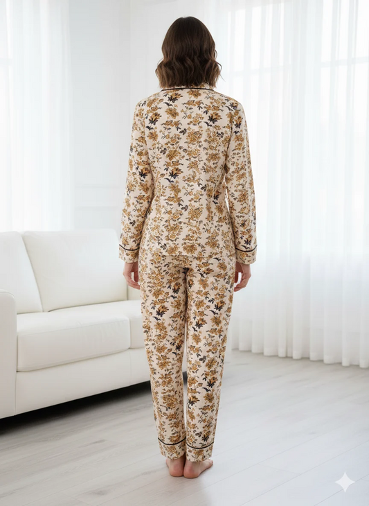 Botanical Print Button Down PJ Set