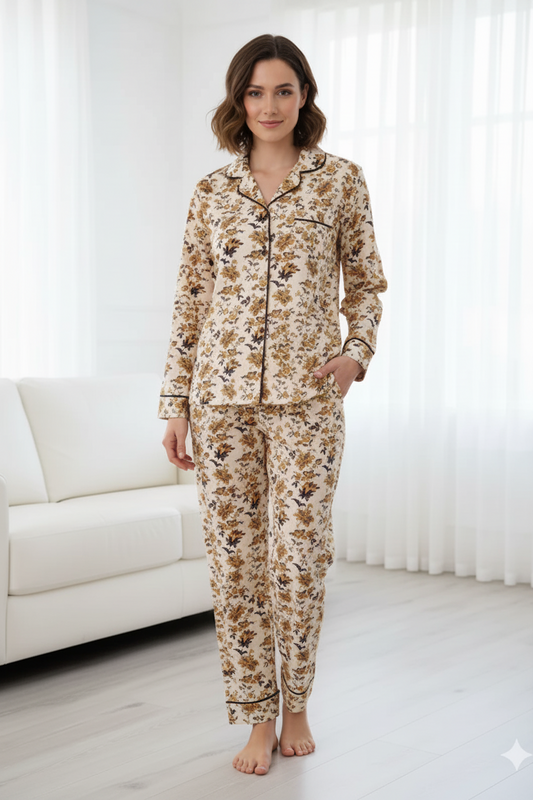 Botanical Print Button Down PJ Set