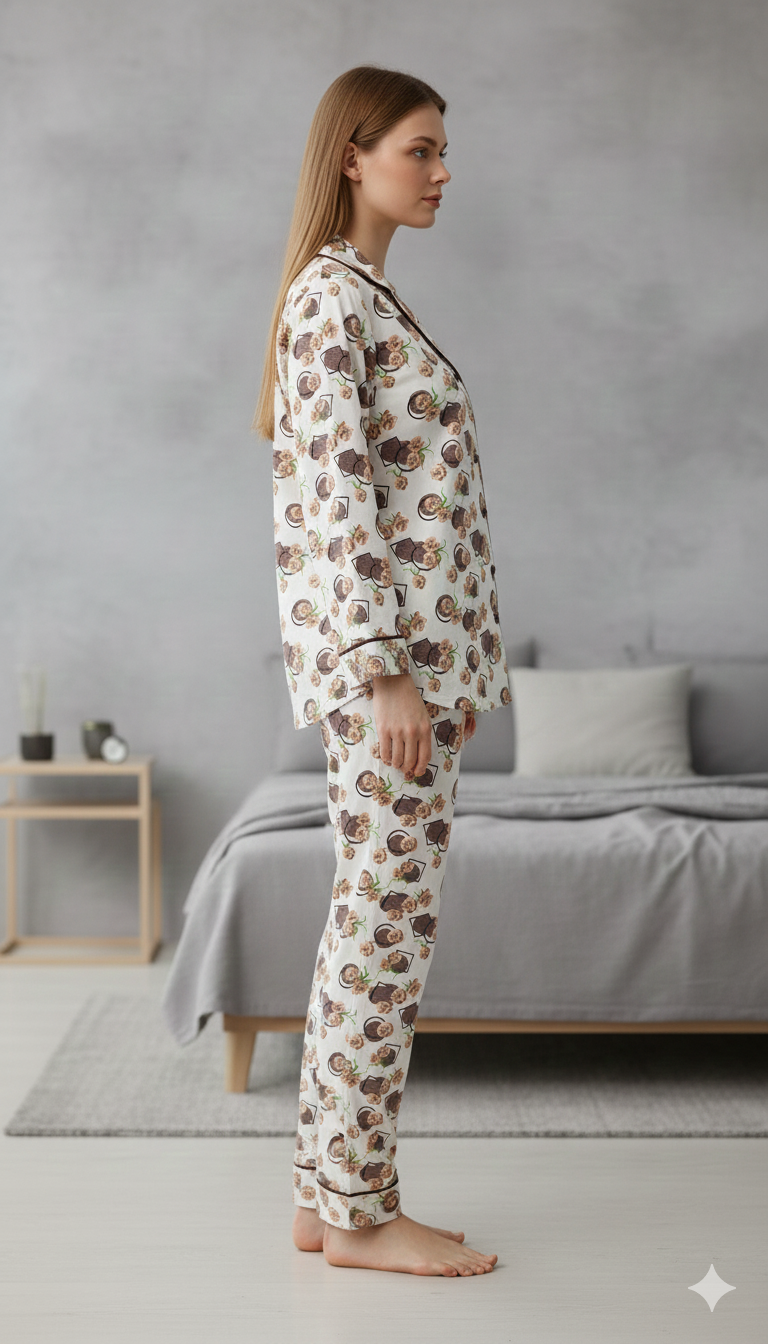 Floral Print Button-Down PJ Set