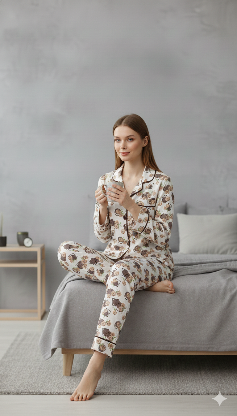 Floral Print Button-Down PJ Set